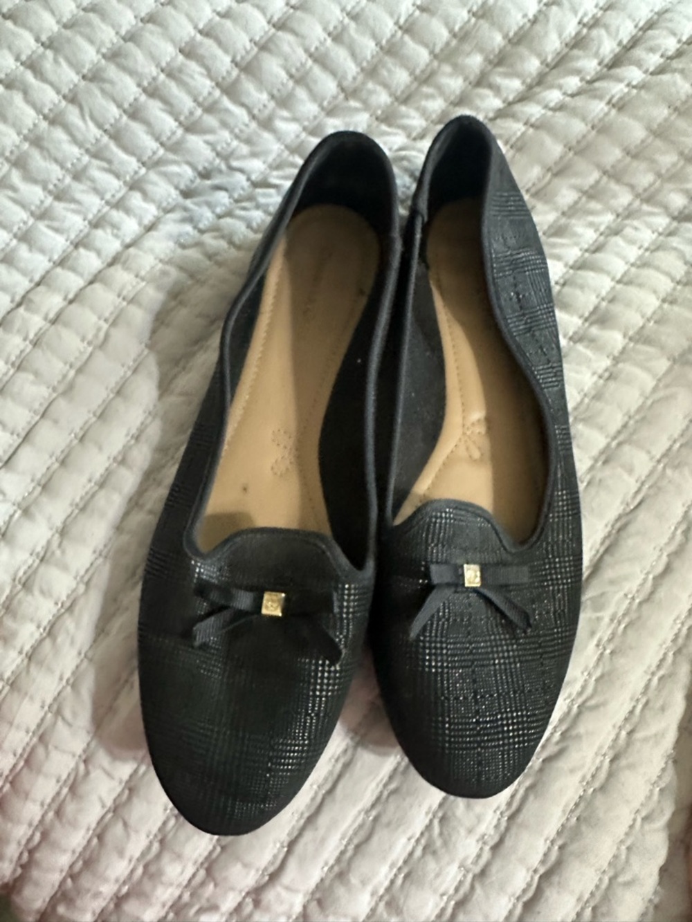 Charter Club Black Textured Bow Loafers
